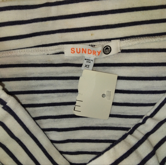 New Sundry Linen Blend Ruched Side Tie Blue & White Body-con Skirt Size XS - Picture 6 of 9